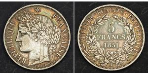 5 Franc Seconda Repubblica francese (1848-1852) Argento 