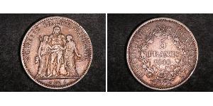 5 Franc Seconda Repubblica francese (1848-1852) Argento 