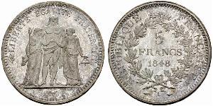 5 Franc Seconda Repubblica francese (1848-1852) Argento 