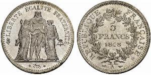 5 Franc Seconda Repubblica francese (1848-1852) Argento 