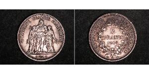 5 Franc Seconda Repubblica francese (1848-1852) Argento 