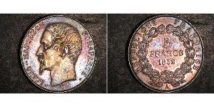 5 Franc Seconda Repubblica francese (1848-1852) Argento Napoleone III (1808-1873)