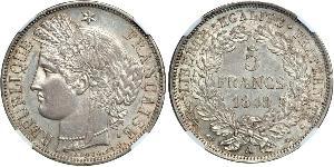 5 Franc Seconda Repubblica francese (1848-1852) Argento 