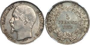 5 Franc Seconda Repubblica francese (1848-1852) Argento Napoleone III (1808-1873)