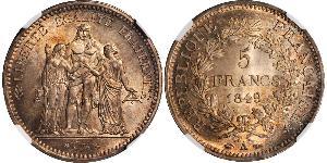 5 Franc Seconda Repubblica francese (1848-1852) Argento 