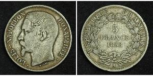 5 Franc Seconda Repubblica francese (1848-1852) Argento Napoleone III (1808-1873)