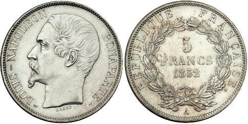 5 Franc Seconda Repubblica francese (1848-1852) Argento Napoleone III (1808-1873)