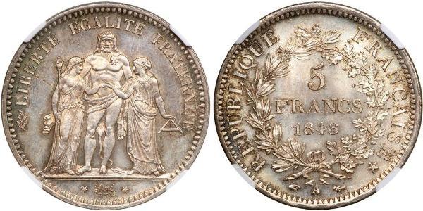 5 Franc Seconda Repubblica francese (1848-1852) Argento 