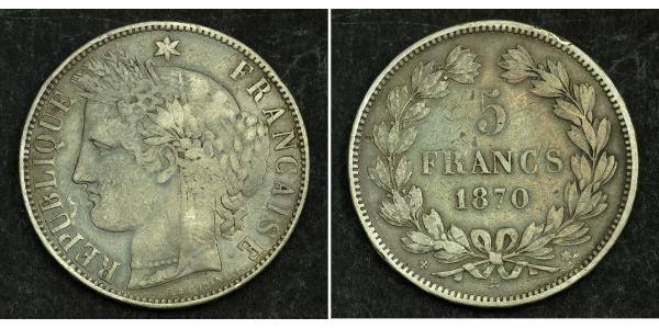 5 Franc Seconda Repubblica francese (1848-1852) Argento 