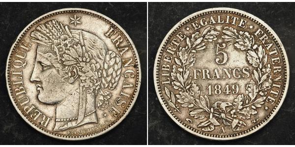 5 Franc Seconda Repubblica francese (1848-1852) Argento 