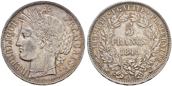 5 Franc Seconda Repubblica francese (1848-1852) Argento 