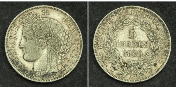 5 Franc Seconda Repubblica francese (1848-1852) Argento 