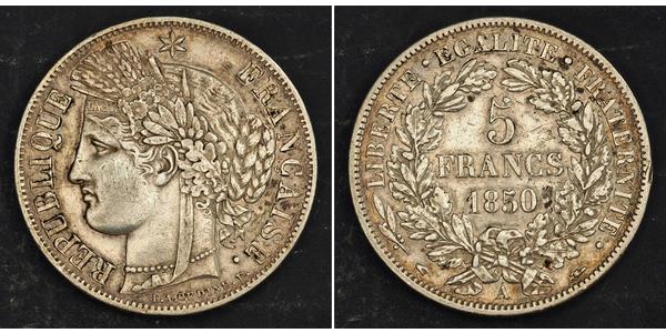 5 Franc Seconda Repubblica francese (1848-1852) Argento 