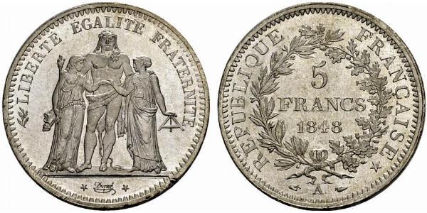 5 Franc Seconda Repubblica francese (1848-1852) Argento 