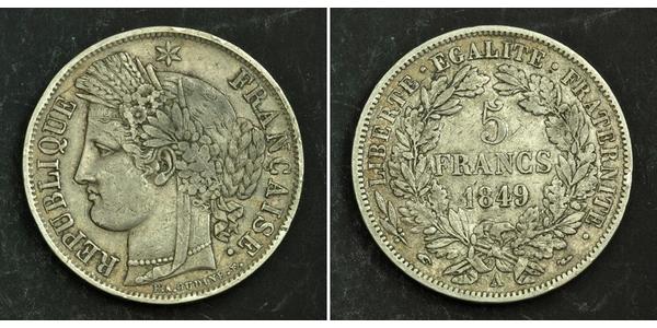 5 Franc Seconda Repubblica francese (1848-1852) Argento 