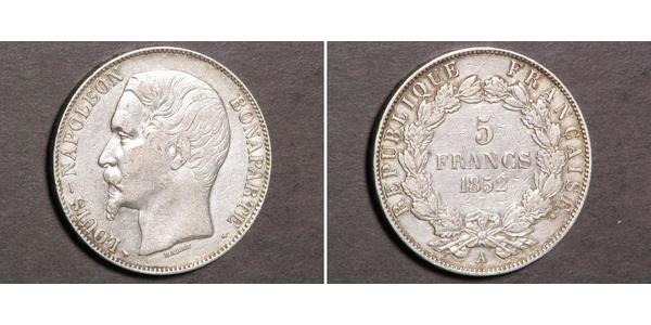 5 Franc Seconda Repubblica francese (1848-1852) Argento Napoleone III (1808-1873)