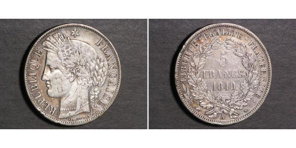 5 Franc Seconda Repubblica francese (1848-1852) Argento 