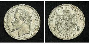 5 Franc Secondo Impero francese (1852-1870) Argento Napoleone III (1808-1873)