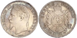 5 Franc Secondo Impero francese (1852-1870) Argento Napoleone III (1808-1873)