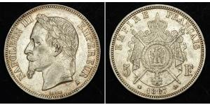 5 Franc Secondo Impero francese (1852-1870) Argento Napoleone III (1808-1873)