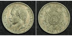 5 Franc Secondo Impero francese (1852-1870) Argento Napoleone III (1808-1873)