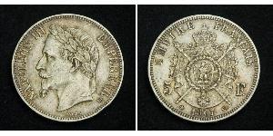 5 Franc Secondo Impero francese (1852-1870) Argento Napoleone III (1808-1873)