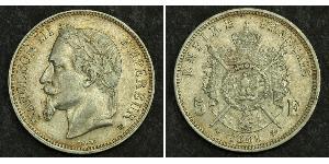 5 Franc Secondo Impero francese (1852-1870) Argento Napoleone III (1808-1873)