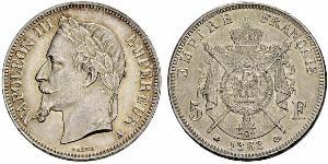 5 Franc Secondo Impero francese (1852-1870) Argento Napoleone III (1808-1873)