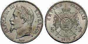 5 Franc Secondo Impero francese (1852-1870) Argento Napoleone III (1808-1873)