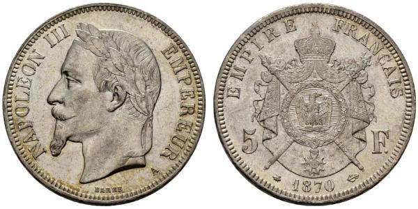 5 Franc Secondo Impero francese (1852-1870) Argento Napoleone III (1808-1873)