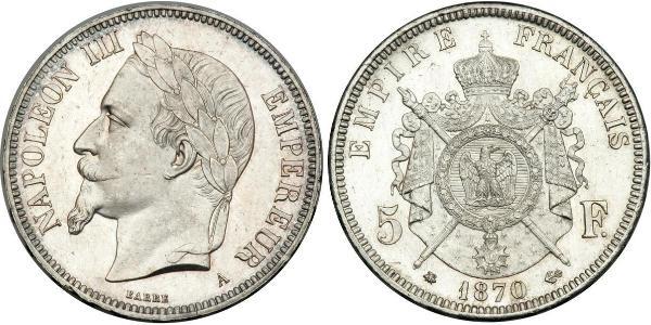 5 Franc Secondo Impero francese (1852-1870) Argento Napoleone III (1808-1873)