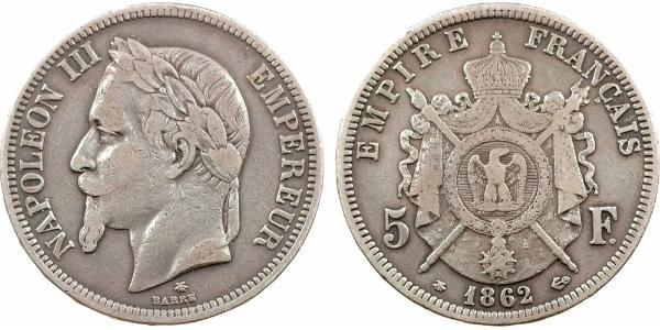 5 Franc Secondo Impero francese (1852-1870) Argento Napoleone III (1808-1873)