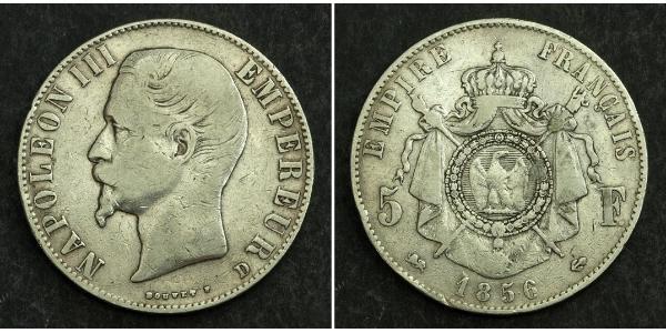 5 Franc Secondo Impero francese (1852-1870) Argento Napoleone III (1808-1873)