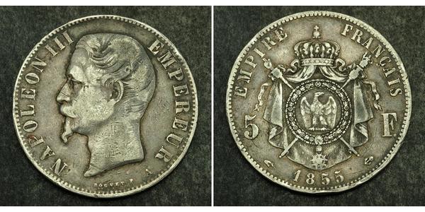 5 Franc Secondo Impero francese (1852-1870) Argento Napoleone III (1808-1873)