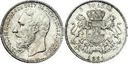 5 Franc Stato Libero del Congo (1885 - 1908) Argento Leopold II (1835 - 1909)