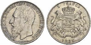 5 Franc Stato Libero del Congo (1885 - 1908) Argento Leopold II (1835 - 1909)