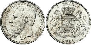 5 Franc Stato Libero del Congo (1885 - 1908) Argento Leopold II (1835 - 1909)