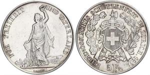 5 Franc Svizzera Argento 