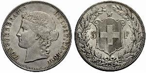 5 Franc Svizzera Argento 