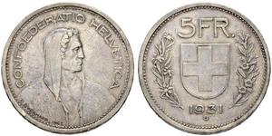 5 Franc Svizzera Argento 
