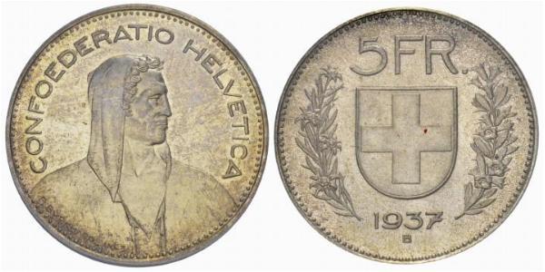 5 Franc Svizzera Argento 