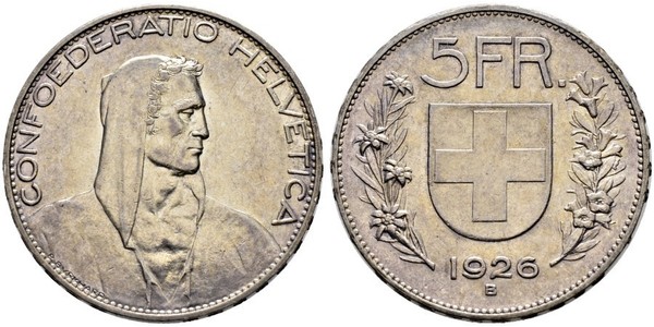 5 Franc Svizzera Argento 