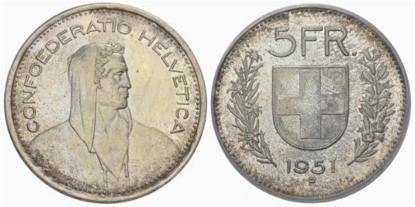 5 Franc Svizzera Argento 