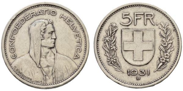 5 Franc Svizzera Argento 