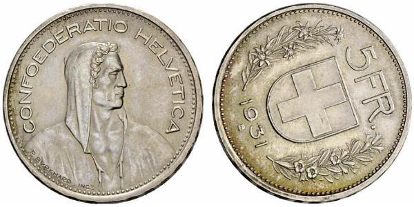 5 Franc Svizzera Argento 