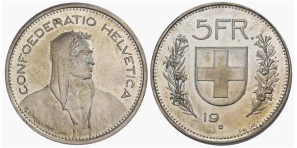 5 Franc Svizzera Argento 