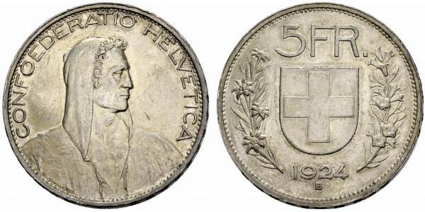 5 Franc Svizzera Argento 