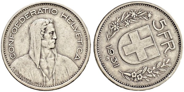 5 Franc Svizzera Argento 