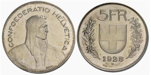 5 Franc Svizzera Argento 