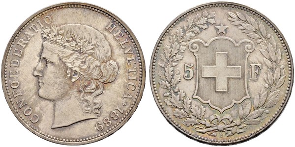 5 Franc Svizzera Argento 